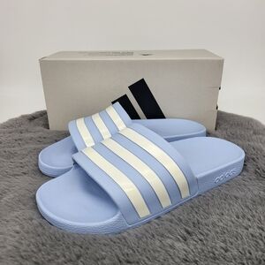 New adidas Adilette Aqua Slides Glow Blue Zero Metalic Women's Size 9